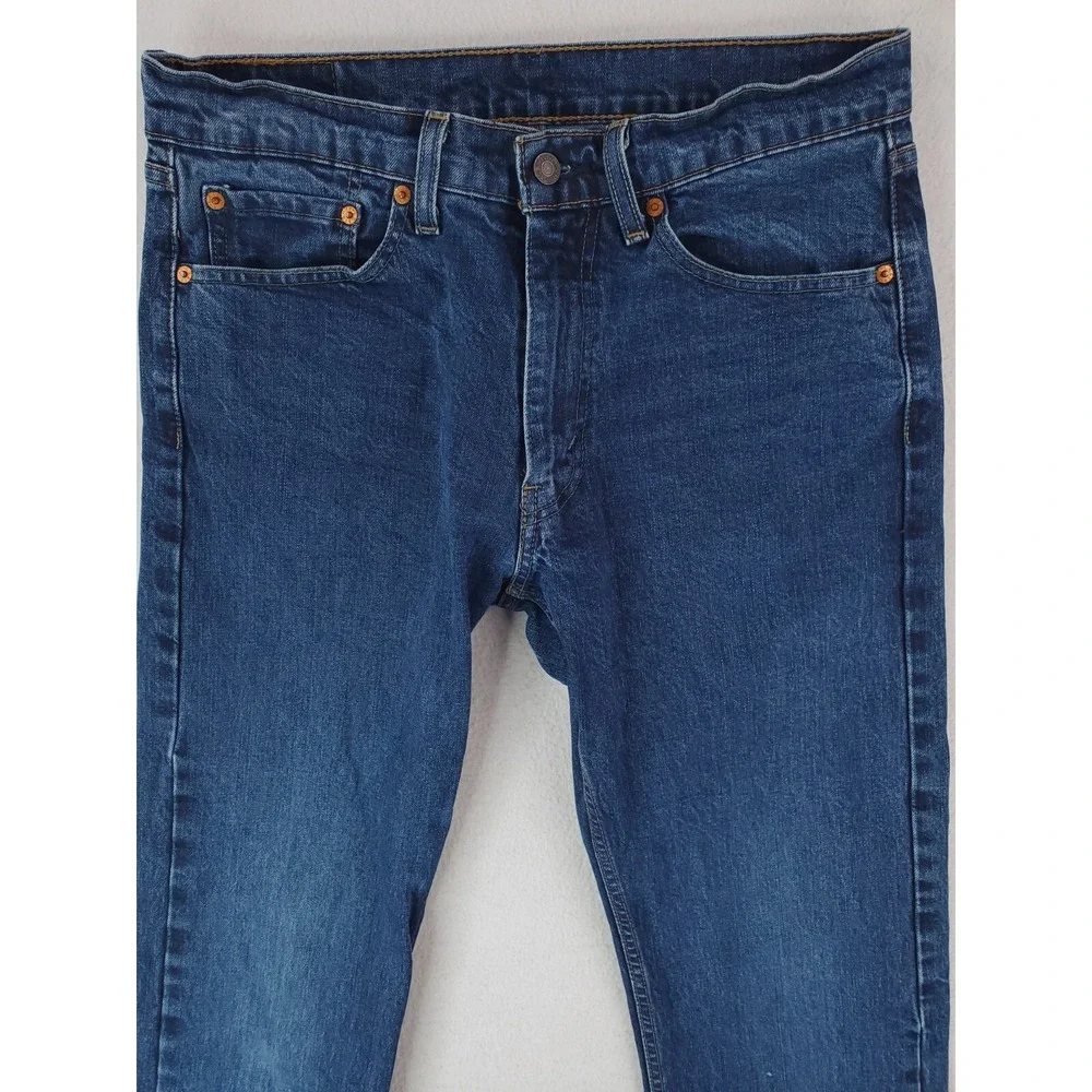 Levis 505 Jeans Mens 32x34 Blue Regular Straight Stretch Denim Pants Red Tab